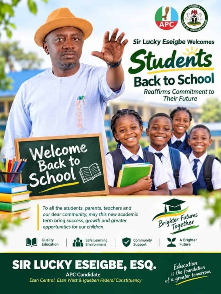 Sir Lucky Eseigbe Welcomes Students Back to School, Reaffirms Commitment to Their Future
